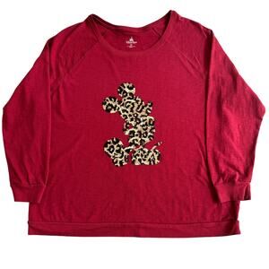 Disney Parks Authentic Original Top Size 3X Mickey Mouse Sequin Long Sleeve Red